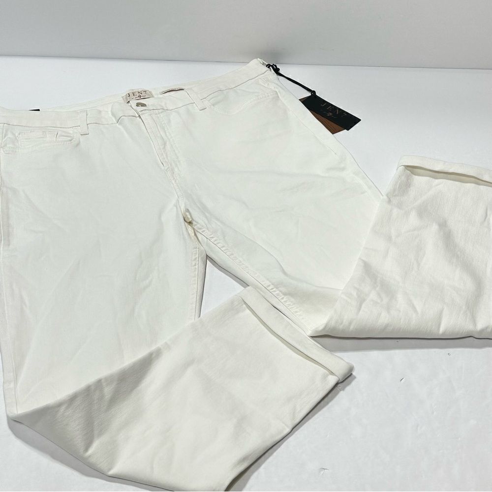 Jen 7 7 For All Mankind Straight Crop & Roll White Jeans Size 18 NWT